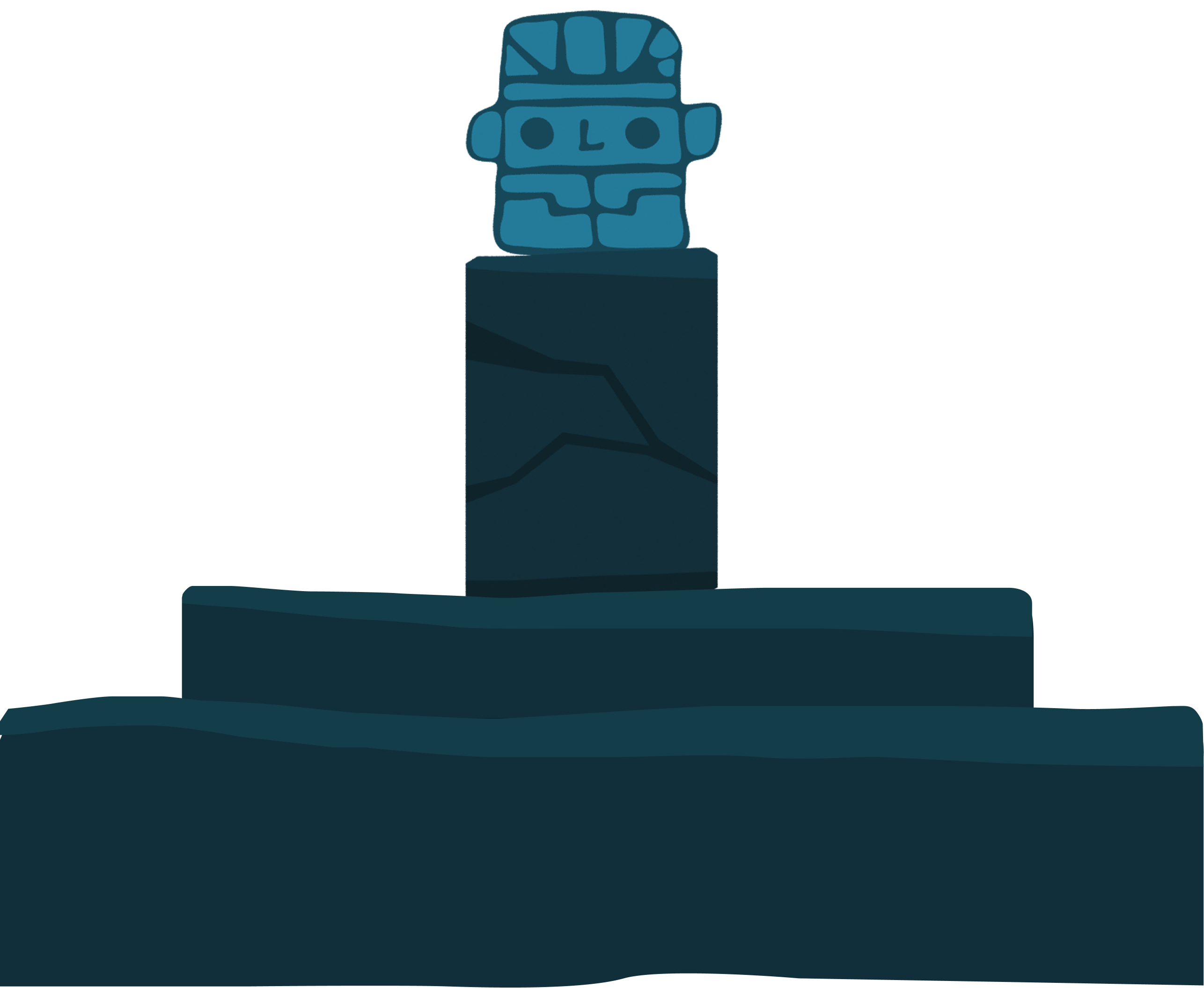 Decorative totem pole sculpture in the contact section